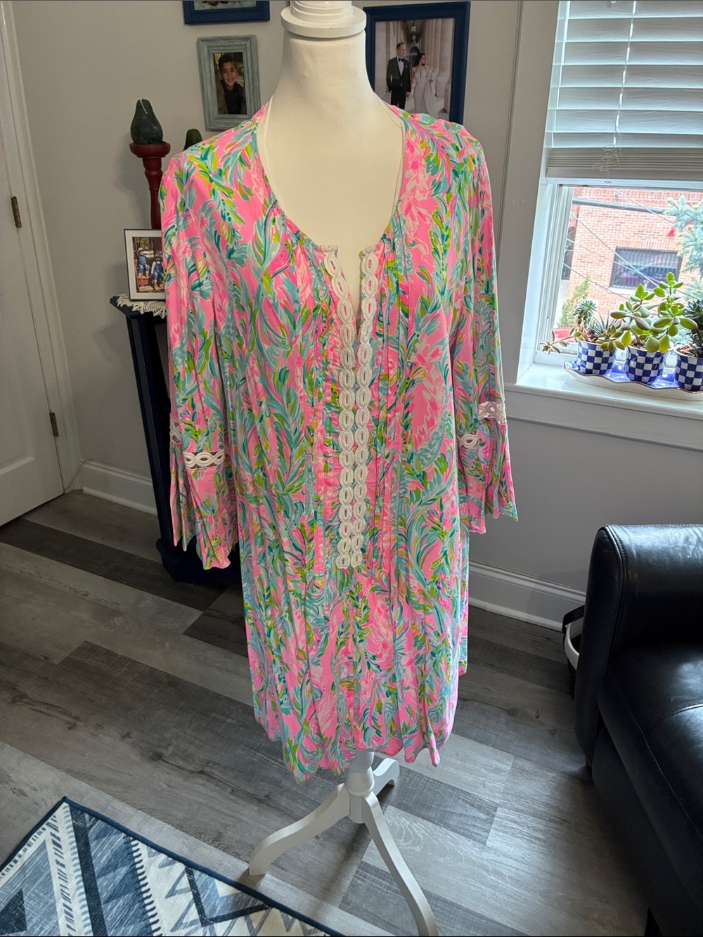 Lilly Pulitzer Pink Multicolor Floral Long Sleeve Cover-Up